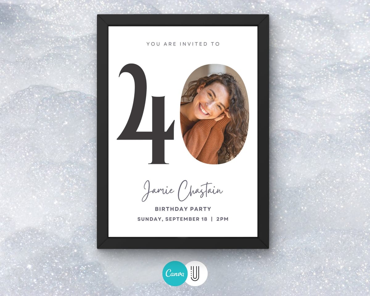 Elegant modern number 40 birthday photo collage