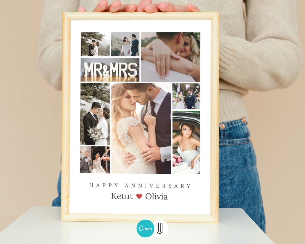 Personalized couple anniversary photo collage