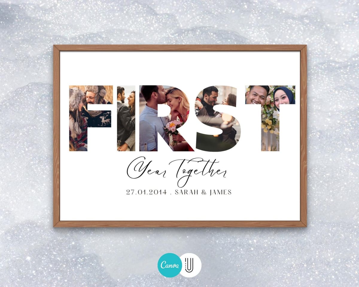 First anniversary FIRST word photo collage