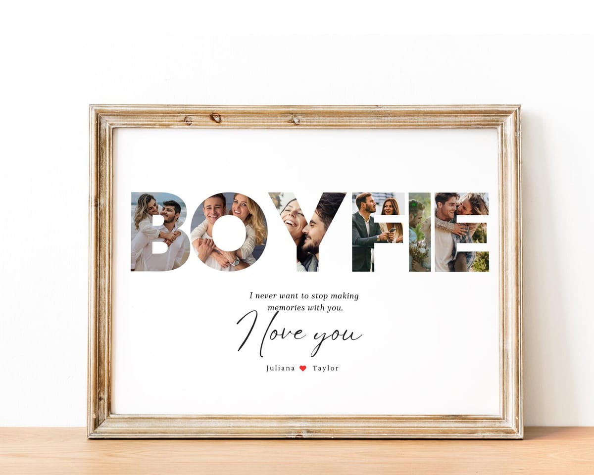 Personalized anniversary photo collage gift for him