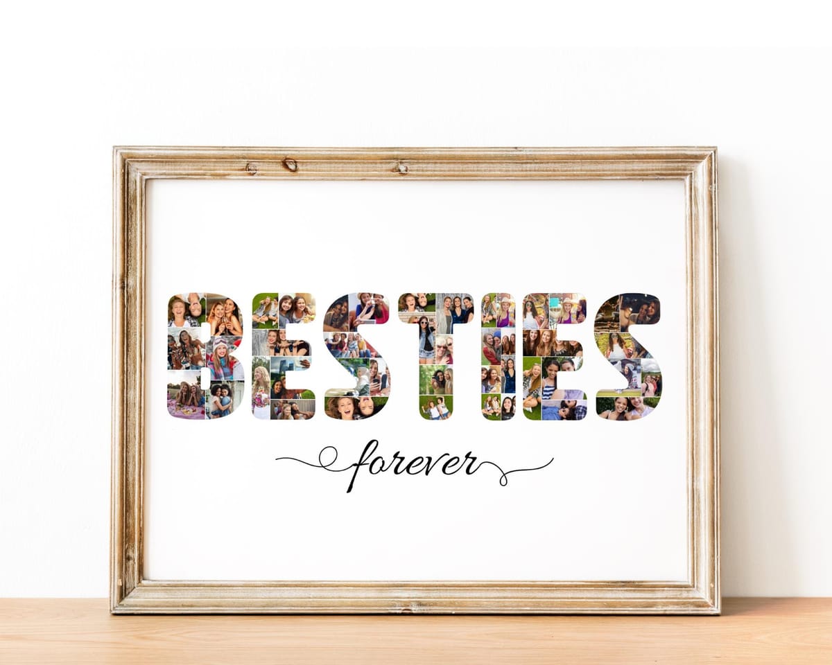 BESTIES forever word photo collage best friend gift