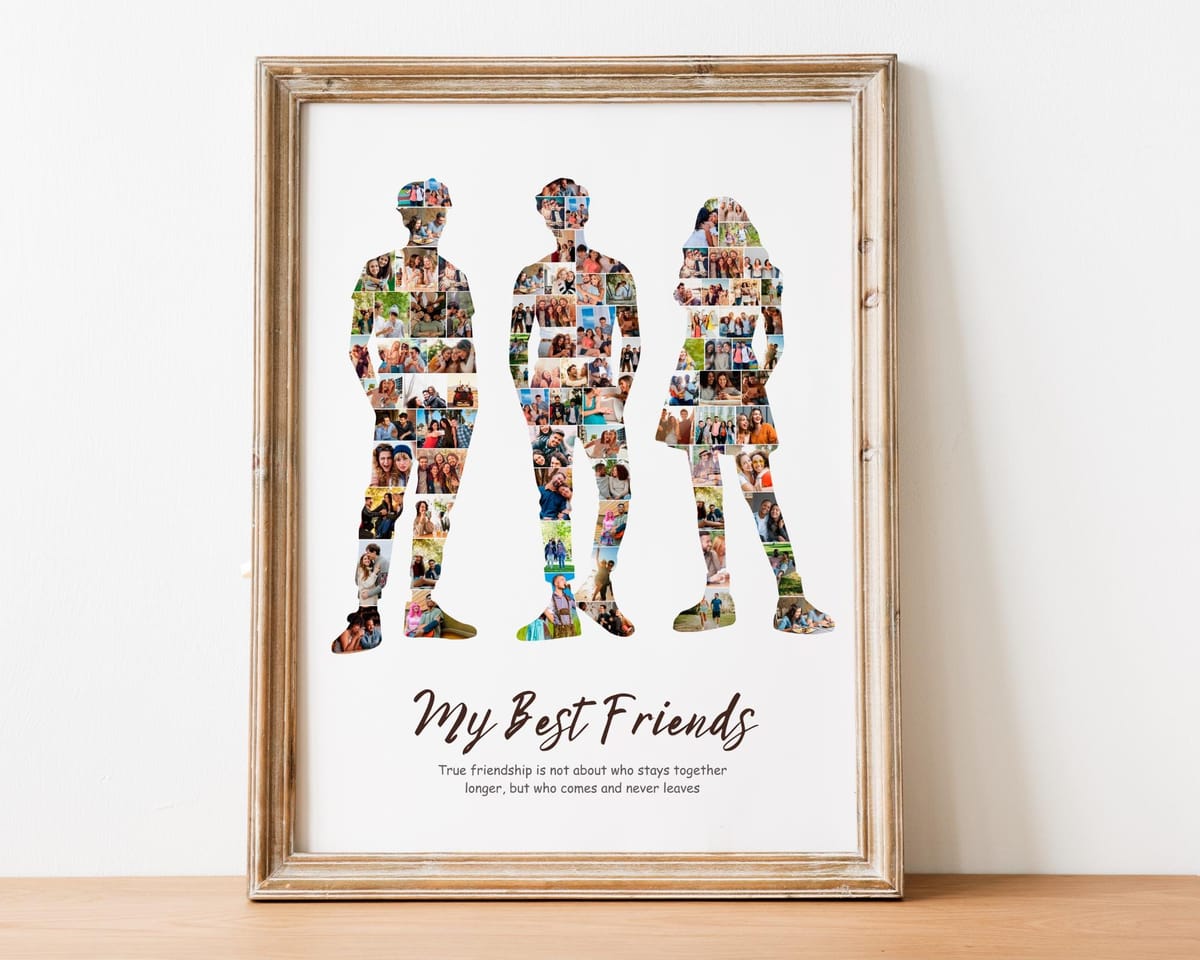 Group of best friends silhouette photo collage