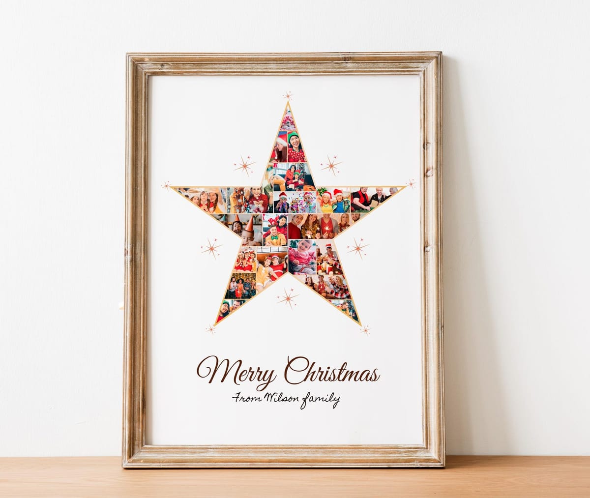 Christmas star photo collage filled with photos