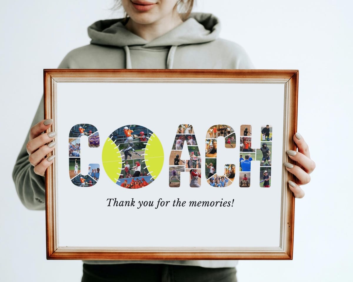 Softball coach photo collage template