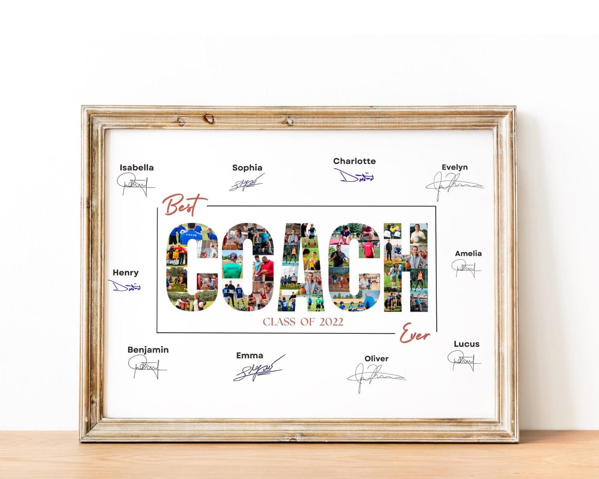 Personalized COACH word photo collage from the team