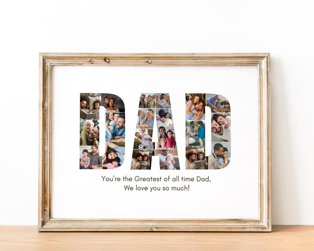DAD word photo collage gift filled with family photos