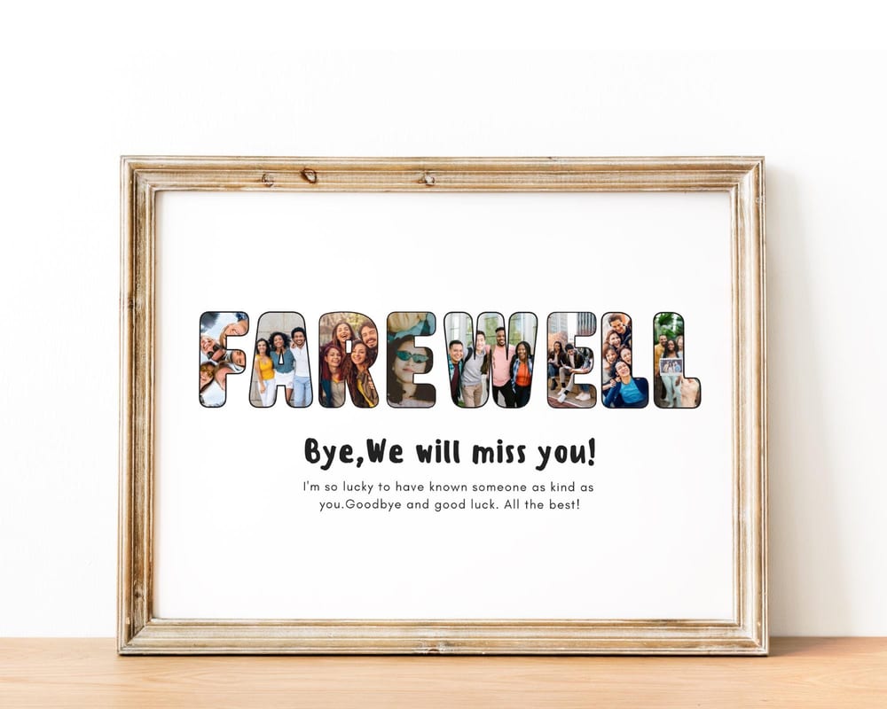 FAREWELL word photo collage the whole team can sign