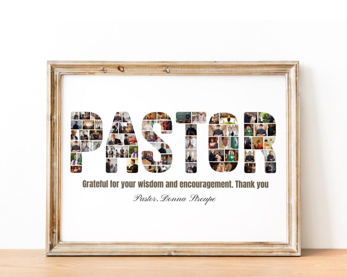 A classic PASTOR photo collage style in a frame