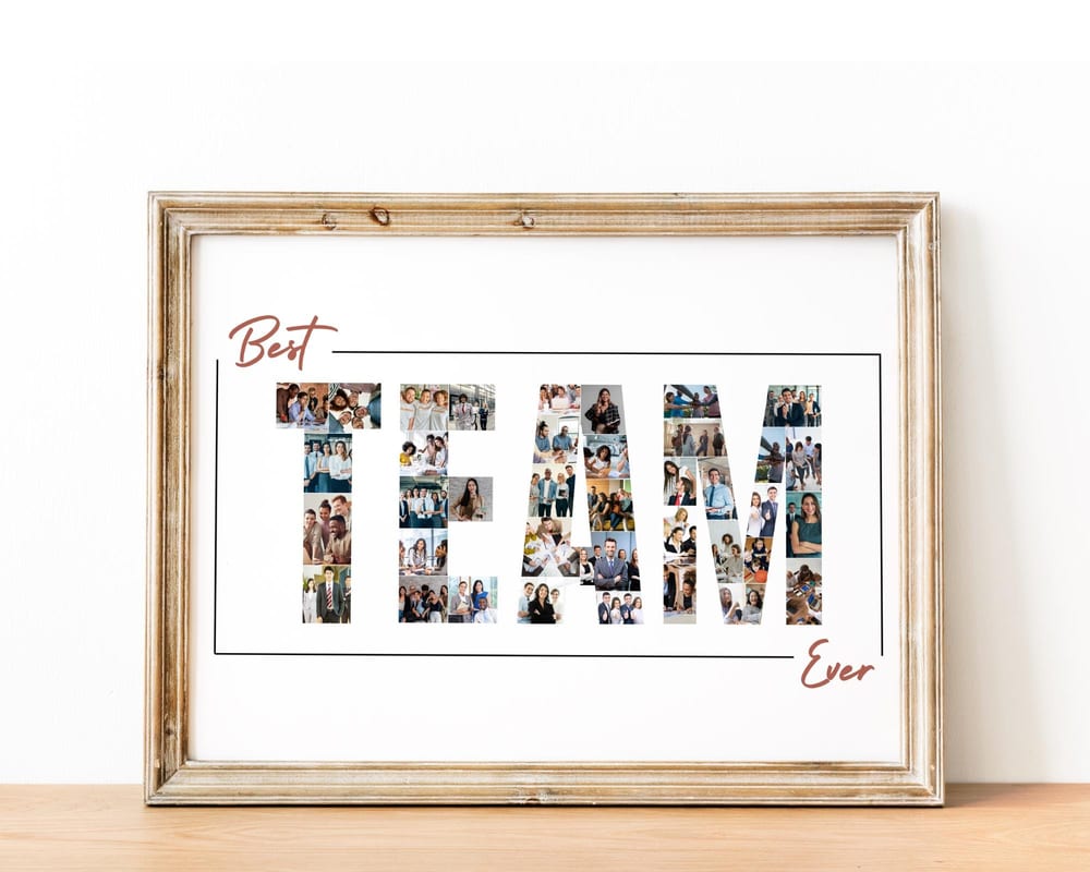 TEAM word photo collage gift for coworkers, framed