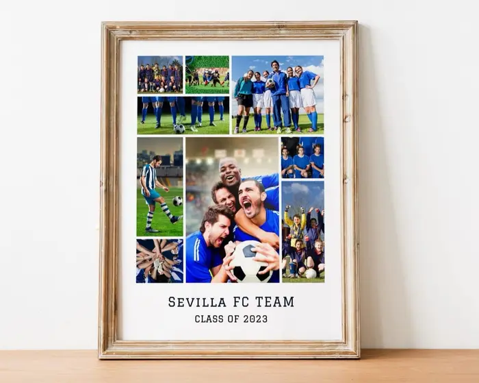 Personalized football team photo collage for senior night