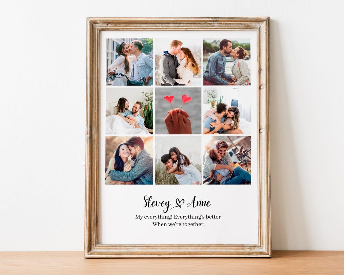 Wedding day photo collage keepsake framed