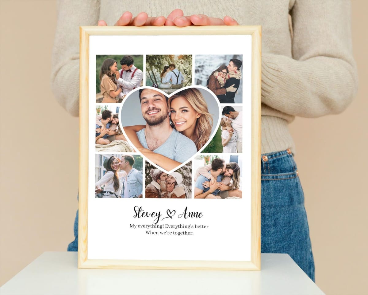 Personalized couple wedding photo collage