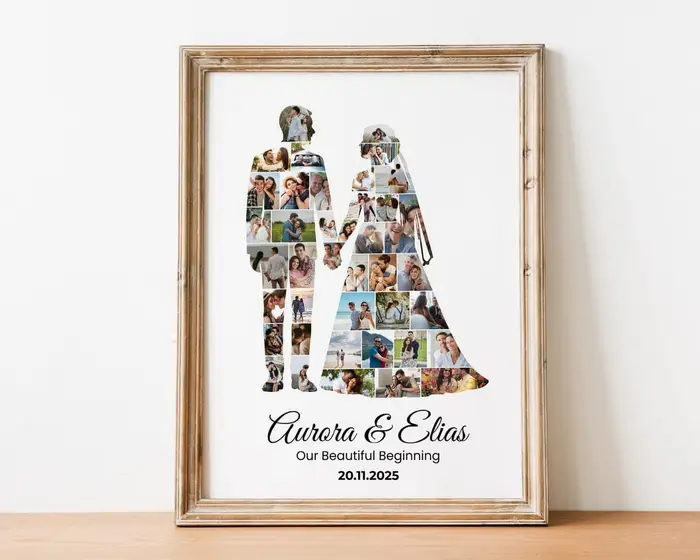 Couple silhouette photo collage, a personalized wedding gift