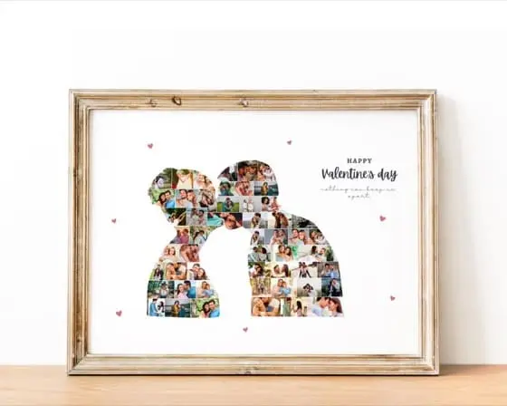 Couple Kissing Photo Collage Template, Anniversary Gift (DIY Canva)