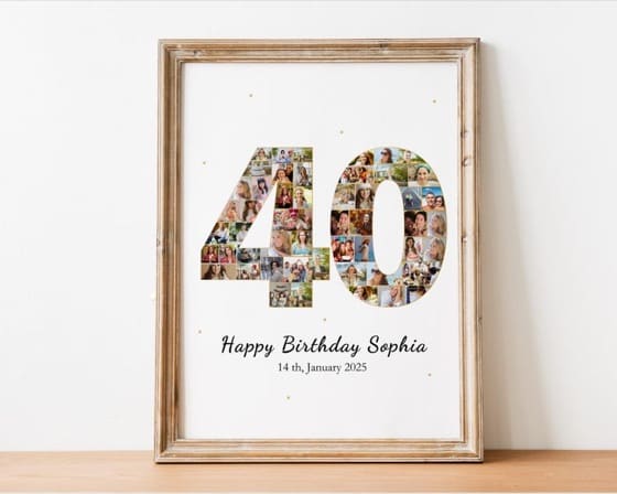 40th Birthday Photo Collage, Canva Template (Digital Download)
