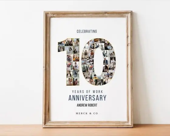 10th Work Anniversary Photo Collage Gift (Digital File)