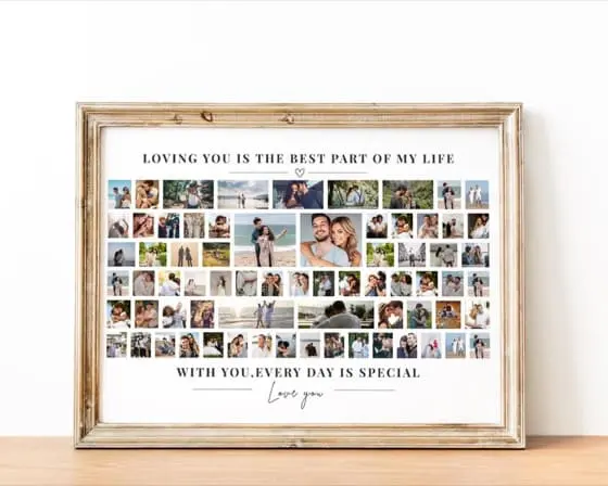 70 Photo Collage Canva Template for Family Photo Wall Decor, Birthday & Anniversary Picture Frames, Minimalist Memory Grids, and Editable 70