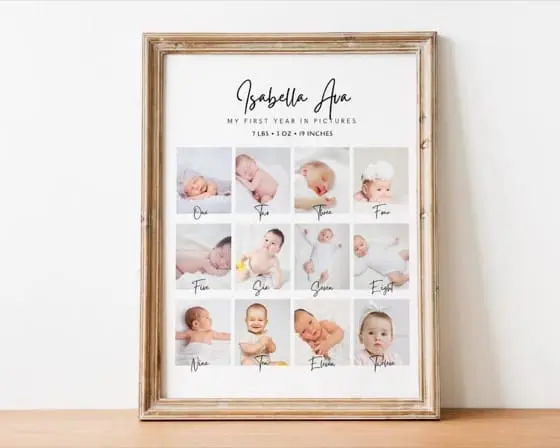 Baby's First Year Photo Collage Template: Milestone Keepsake (Digital File)