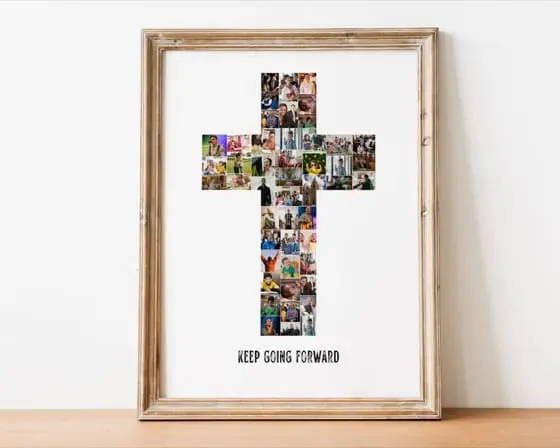 Cross Photo Collage Canva Template Baptism Gift Baby Baptism Keepsake Christian Gift Custom Photo Collage Church Decor Spiritual Milestone