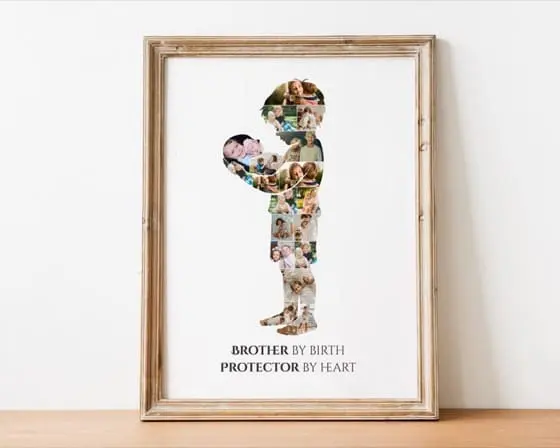 Sibling Love Photo Collage, Big Brother Holding Newborn, Custom Photo Collage Canva Template,Newborn gift
