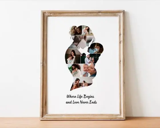 New mom gift,Mother & Baby Photo Collage, Personalized Keepsake (Canva Frame Digital File)