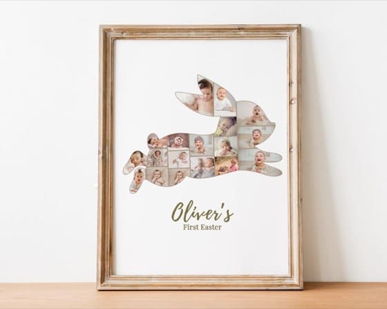 Personalized Baby First Easter Bunny Photo Collage Printable