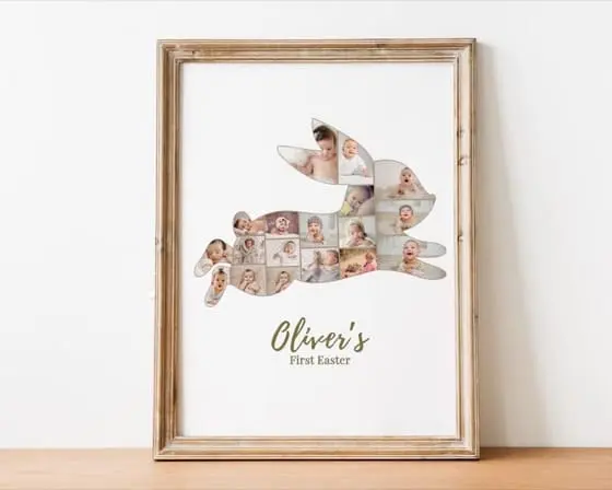 Personalized Baby First Easter Bunny Photo Collage Printable