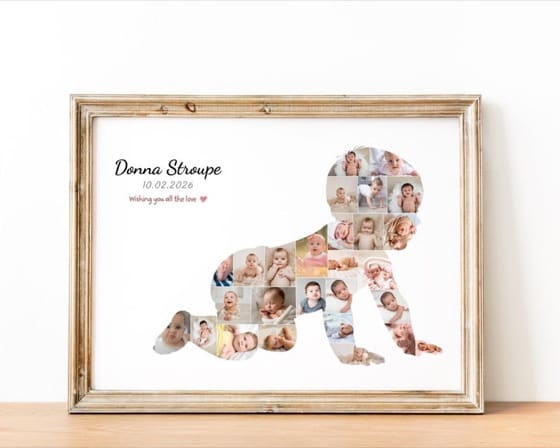 Editable Baby Photo Collage Frame Template | Canva Wall Art for Nursery | Digital Download