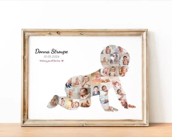 Editable Baby Photo Collage Frame Template | Canva Wall Art for Nursery | Digital Download