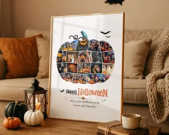 Halloween Pumpkin Photo Collage Template: Fall Family Keepsake