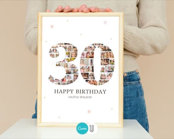 30th Birthday Photo Collage Template: Canva Frames (Digital File)