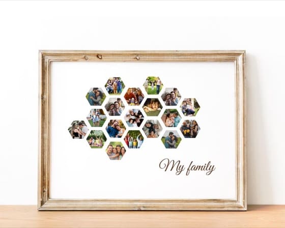 Honeycomb Family Photo Collage Template (Digital File)