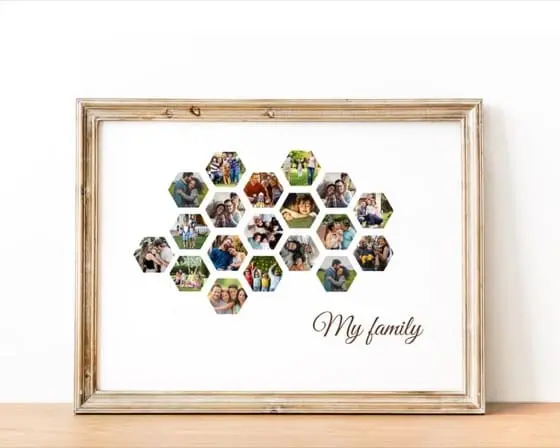 Honeycomb Family Photo Collage Template (Digital File)