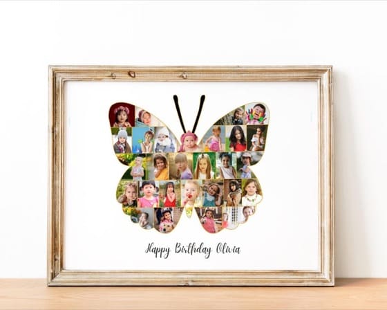 Custom Butterfly Photo Collage: Personalized Birthday Gift (Digital Download)