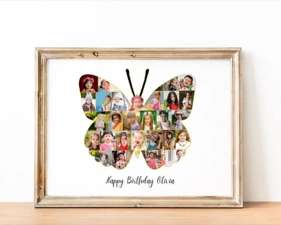 Custom Butterfly Photo Collage: Personalized Birthday Gift (Digital Download)