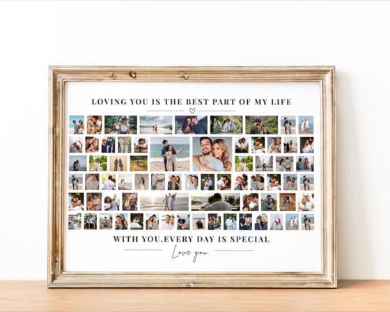 70 Photo Collage Canva Template for Family Photo Wall Decor, Birthday & Anniversary Picture Frames, Minimalist Memory Grids, and Editable 70