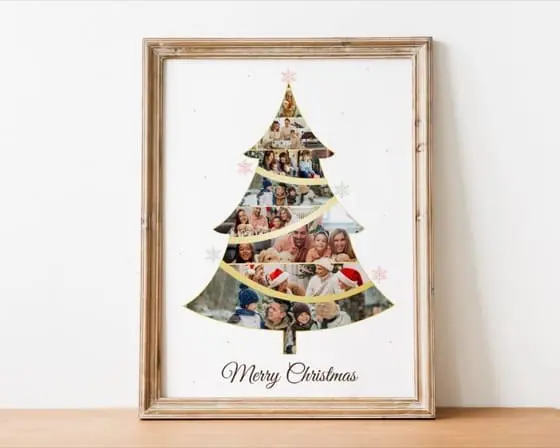 Custom Christmas Photo Collage: Xmas Tree Gift (Digital File)