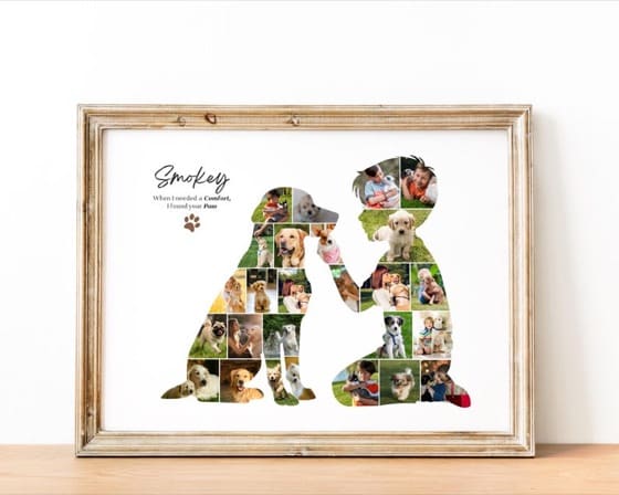 Custom Pet & Boy Photo Collage: Family Memory Gift (Canva Template Digital Download