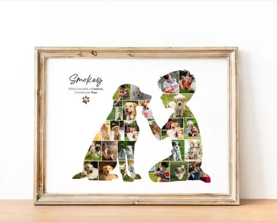 Custom Pet & Boy Photo Collage: Family Memory Gift (Canva Template Digital Download