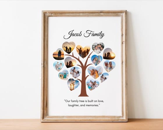 Family Tree Photo Collage Template: Personalized Family Gift (Canva Editable, Digital Download