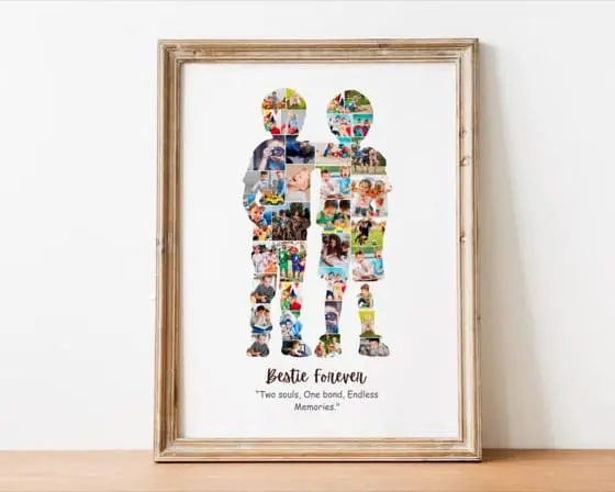 2 boys photo collage personalized best friend gift for boys friendship, BFF boys birthday gift, male friendship gift and farewell photo gift
