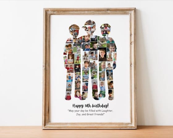 Best Friend Boys Photo Collage Canva Template for Personalized 3 Boys Friendship Gifts, Cricket Lovers Memories, and 10 Years Friendship Kee