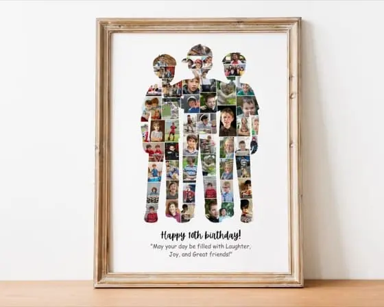 Best Friend Boys Photo Collage Canva Template for Personalized 3 Boys Friendship Gifts, Cricket Lovers Memories, and 10 Years Friendship Kee