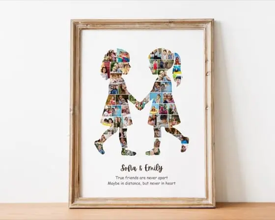 Best Friend Photo Collage Gift, Two Girls Friendship Print (Digital)