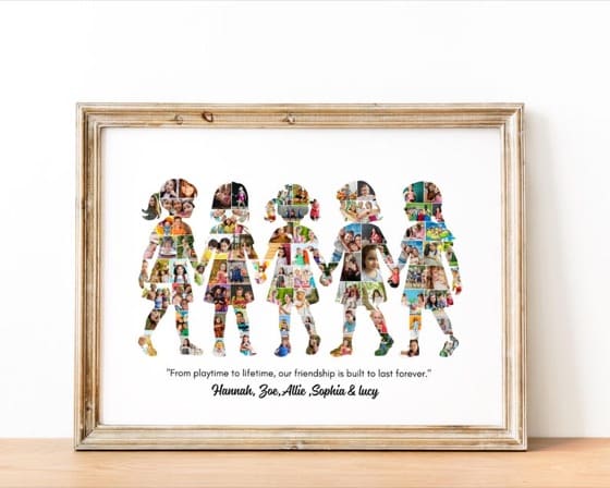 Friendship Photo Collage, Gift for 5 Girls (Canva Printable)