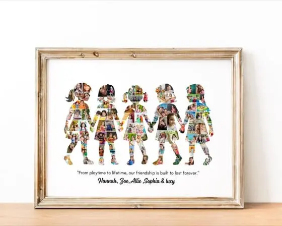 Friendship Photo Collage, Gift for 5 Girls (Canva Printable)