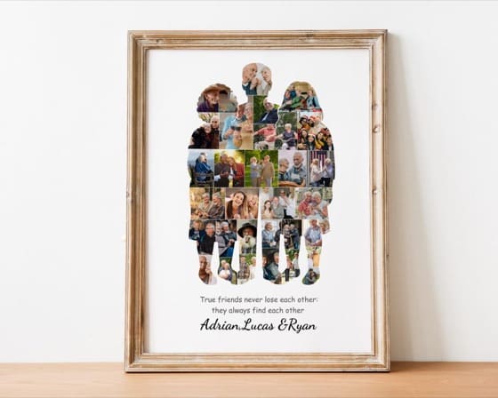 Custom BFF Silhouette Photo Collage – Personalized adult Friendship Gift