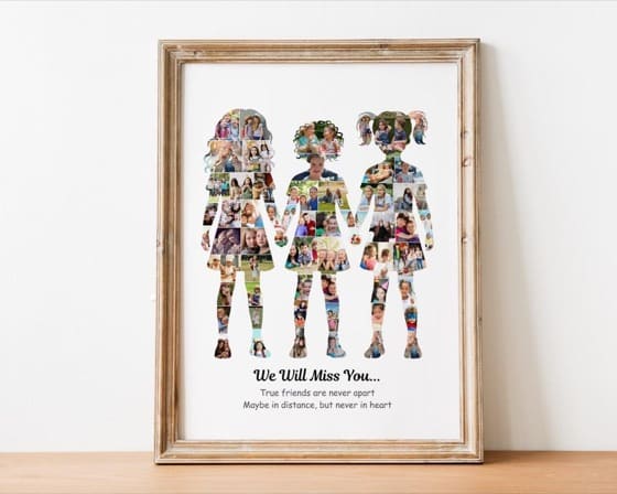 Best Friend Gift for Girls, Friendship Print for Three Best Friends, Birthday Gift for Besties, Curly hair girl,5 Year Old Friends
