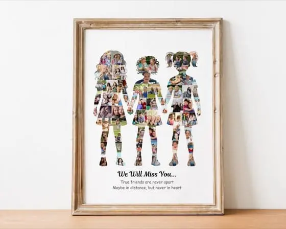 Best Friend Gift for Girls, Friendship Print for Three Best Friends, Birthday Gift for Besties, Curly hair girl,5 Year Old Friends