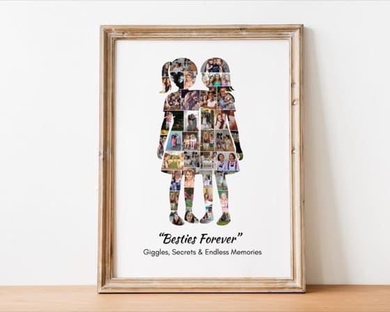 Two Girls Friendship Photo Collage, Close Friends Forever Memories (Digital)